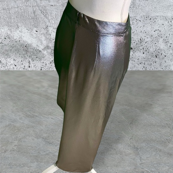 NWOT All Saints ‘Carla Metallic Gray / Silver Skirt’ with Ruched Side Size 4 - Picture 11 of 16